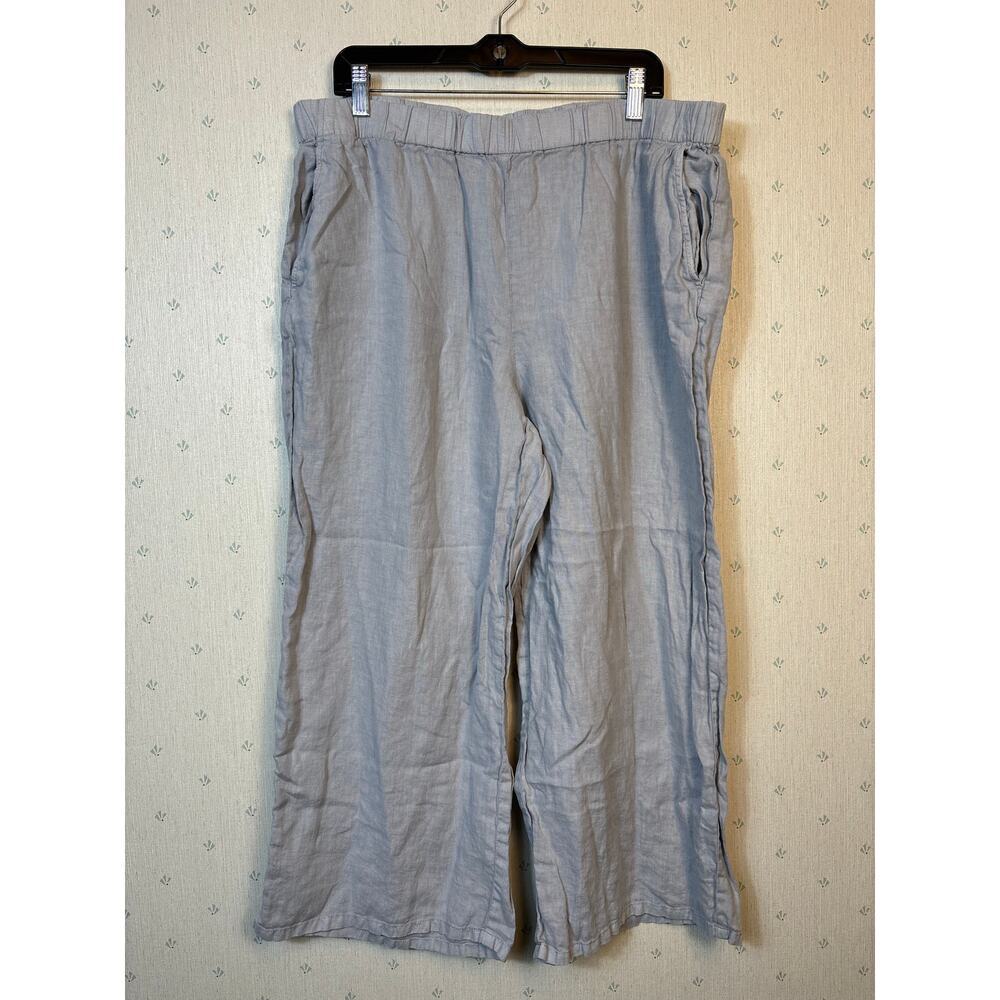 Eileen Fisher Organic Linen Wide Leg Pants Size XL Cropped Pull On Relaxed - Picture 8 of 10